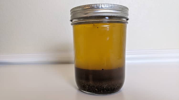 herbal powder at bottom of jar
